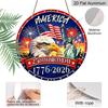 2D Flat Retro Round Aluminum Wall Decor, 250th Independence Day Eagle & Fireworks Design, Indoor Outdoor Hanging Plaque, Commemorative Home Gift