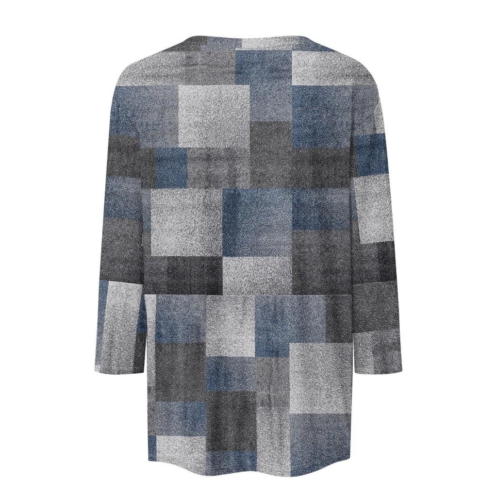 Women's Fashion Casual Three-quarter Sleeve  Printed Round Neck Top