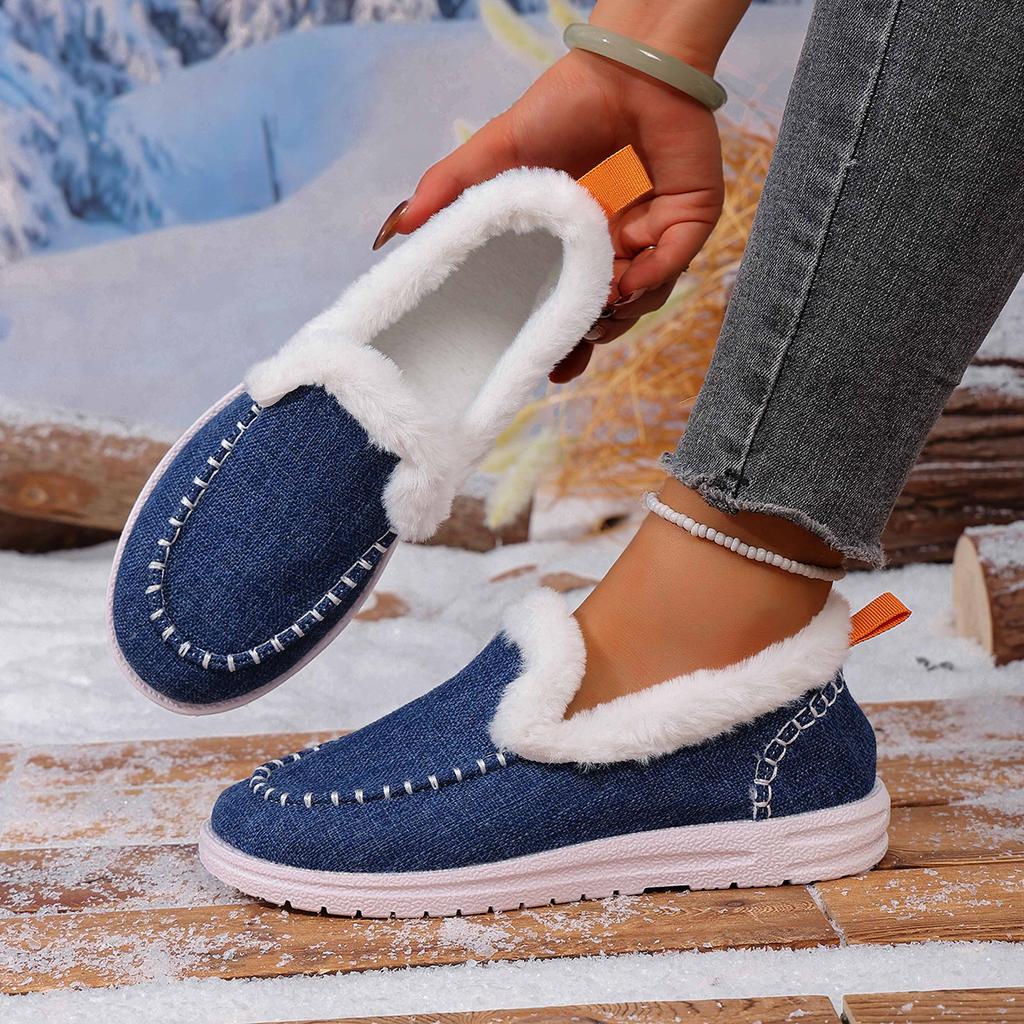 Winter new thick-soled snow boots women's fleece thickened fluff warm large size sewn bag women's cotton shoes