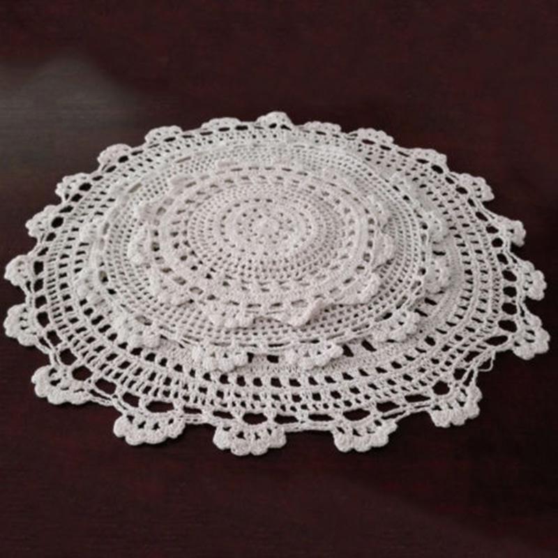1 Stück Runder Tischdecke Handgehäkelte Spitze Baumwolle Platzset Vintage Handtischdecke Haus Hochzeit Tischdekoration