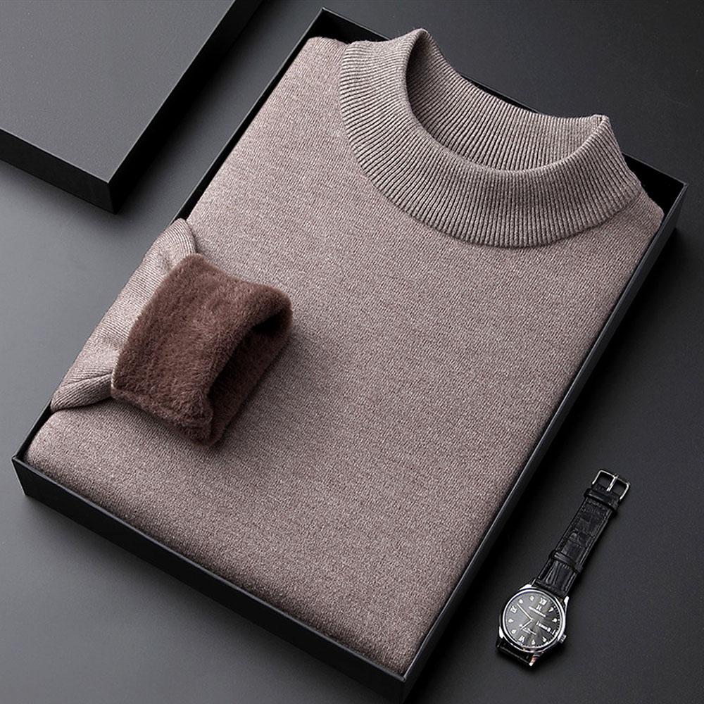 

Мужской свитер оверсайз для холодной осени и зимы, толстый бархатный трикотаж, пуловеры, блузка, майка, корейская одежда, водолазка для женщин 4XL хаки