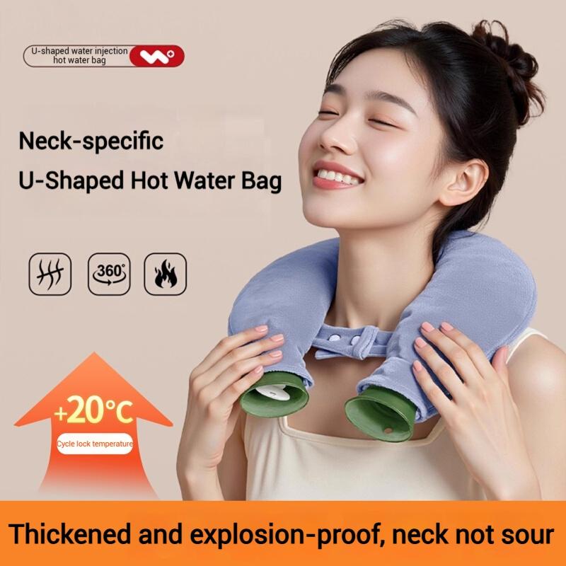 Multi Functional Hot Compress U-Shaped Pillow Creative Hot Water Bag Xmas Gift Water Injection Thickened Detachable Neck Pillow