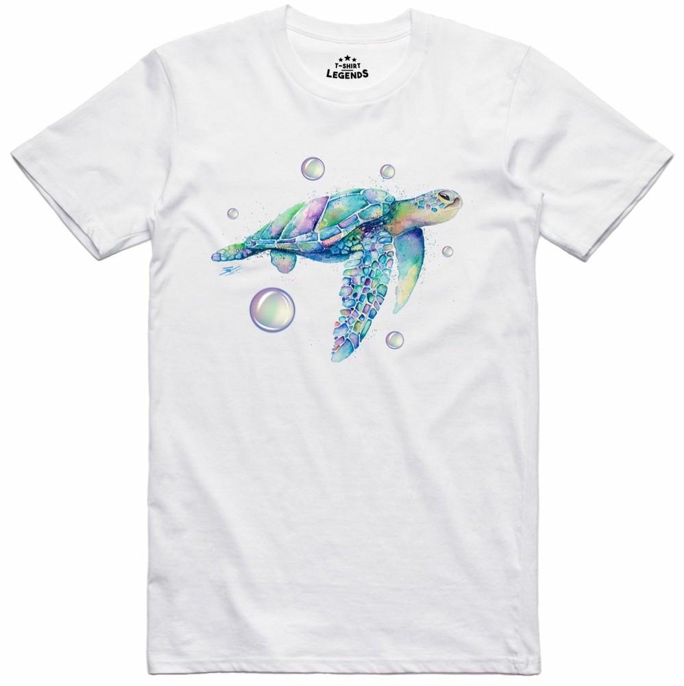 Psychedelic Turtle Nature Print 100 Cotton Regular Fit T Shirt