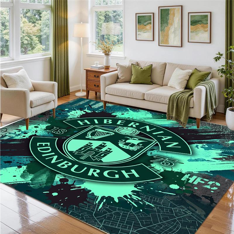 Hibernian FC Design Crystal Velvet Rug Soft Decorative Mat for Bedroom Entrance