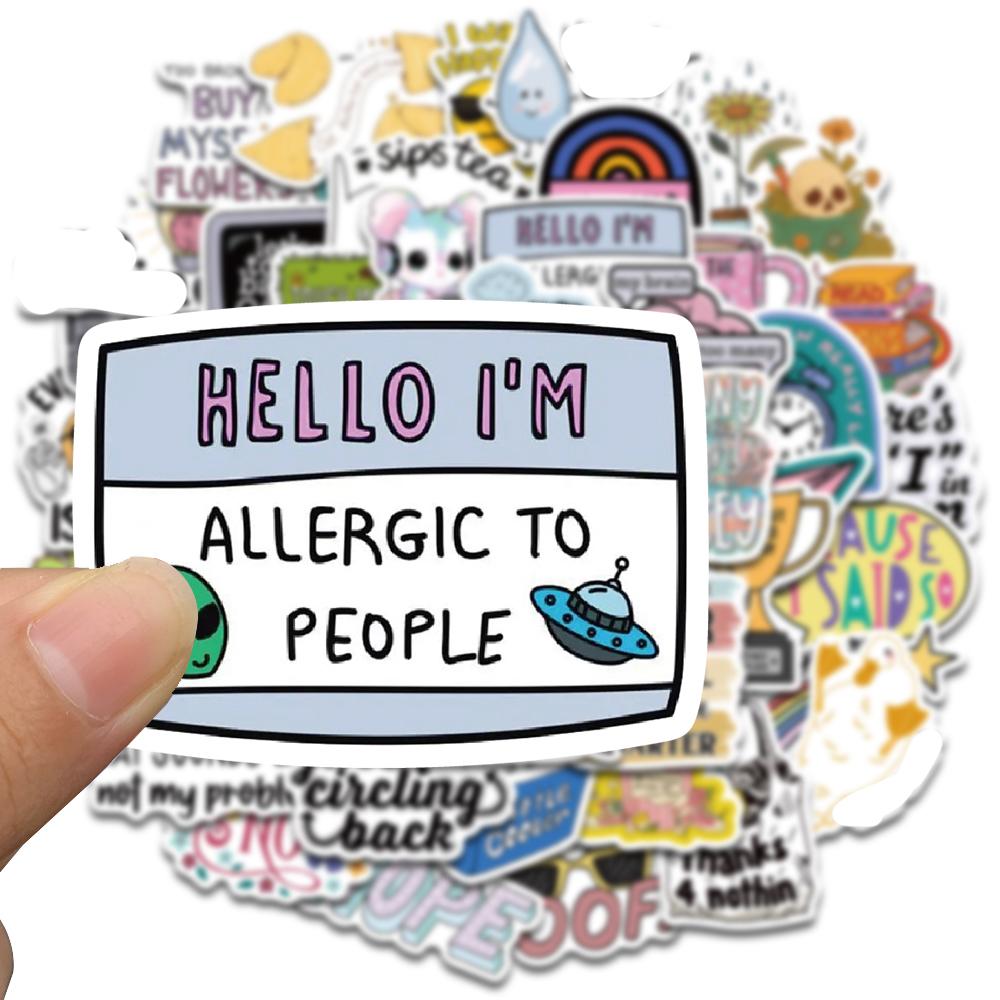 50PCS Sarcastic Sticker Aesthetic Kawaii Scrapbook Graffiti Decoration Laptop Luggage Phone Skateboard Waterproof DIY Sticker