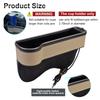 2PCS 3 In 1 Storage Box Set Front Seat Gap Filler Slip Organizer with Twin USB Car Charger Drink Cup Holder Ambient Lights
