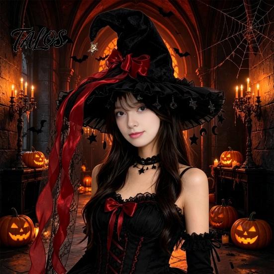 Adjustable Witchy Hat Halloween Witch Hat, Gothic Dark Wizard Costume Headpiece for Women, Spooky Velvet Cone All Year Round Fashion Accessory