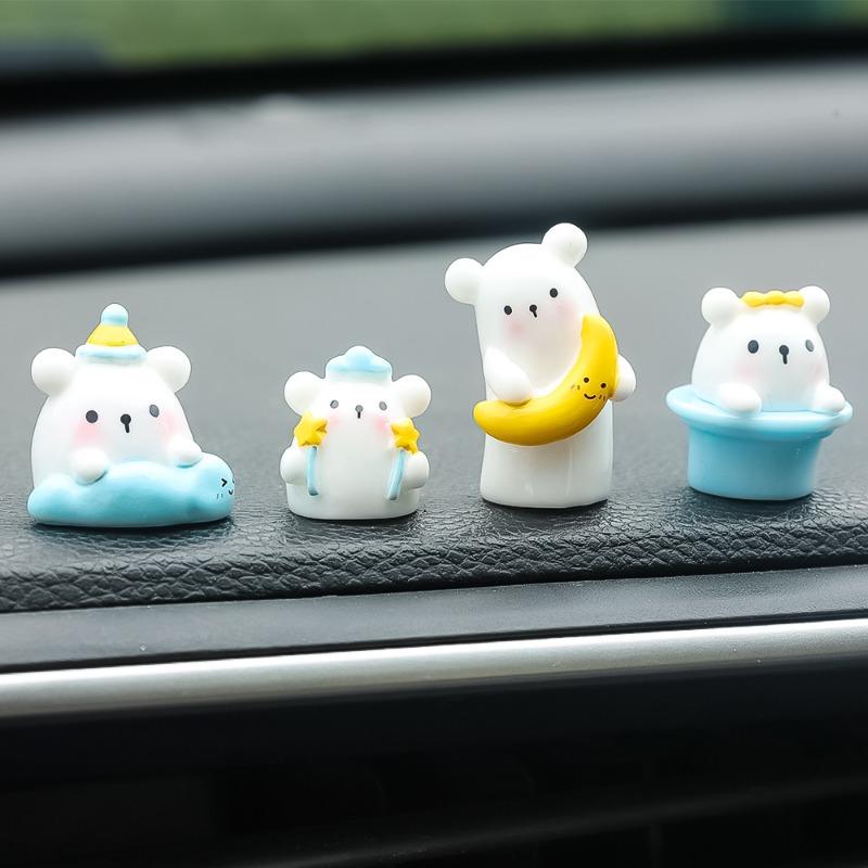 Neue süße Bären-Auto-Harz-Ornamente Cartoon-Mini-Tierpuppe Auto-Armaturenbrett Mittelkonsole Dekorative Accessoires Kreative Geschenke