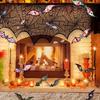 Halloween 3D Night Light Bat Wall Stickers, Witch Bat Broom Flying Stickers, Pumpkin House Horror Stickers