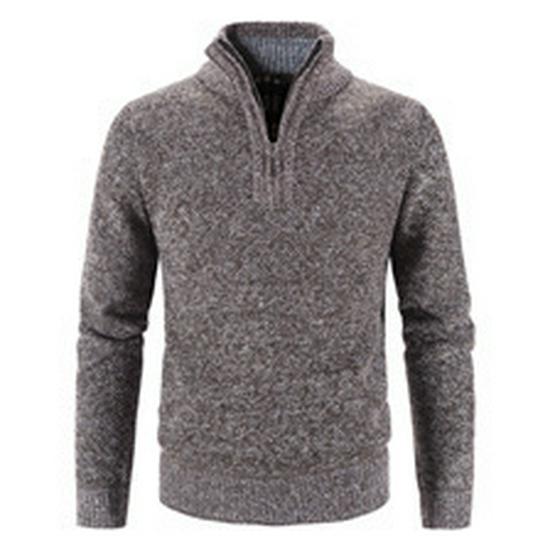 2026 Men's Fleece-Lined Thick Knit Cardigan Sweater, Solid Color, Plus Size, Autumn/Winter Collection