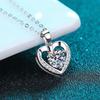 Sterling Heart Pendant Necklace With Moissanite Stone Minimalist Chic Jewelry Women Adjustable Chain 21-50cm