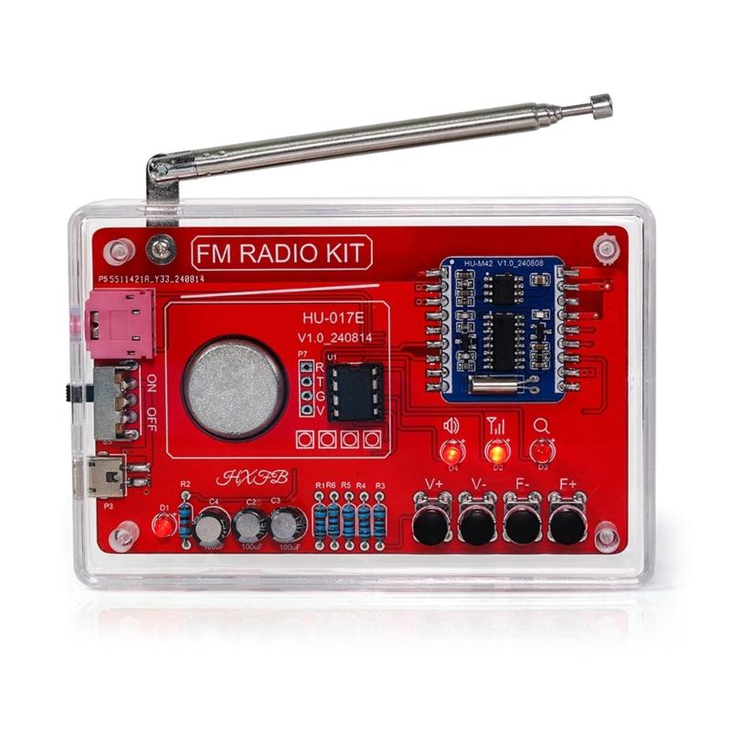 RDA5807 Standard DIY FM Radio Kit 87-108MHz Acrylic Case Optional Soldering Practice for Learning and Teaching