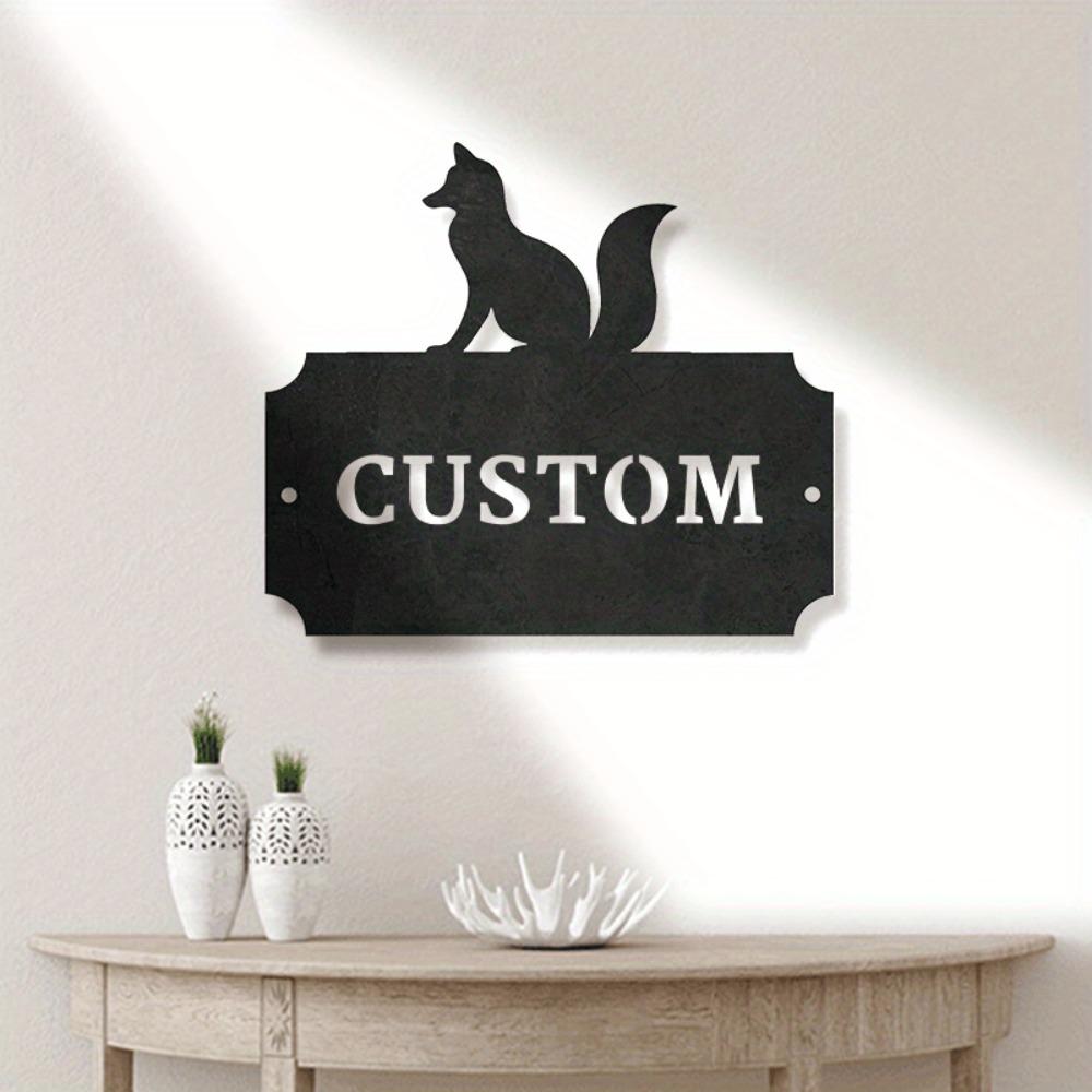 Metal Address Sign Fox Design House Number Plaque Outdoor Door Decor Custom