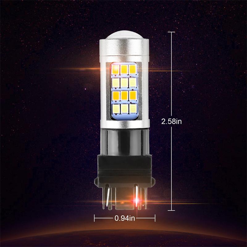 4Pcs Error Free White/Amber 3157 Led Drl Switchback Turn Signal Parking Light Bulb