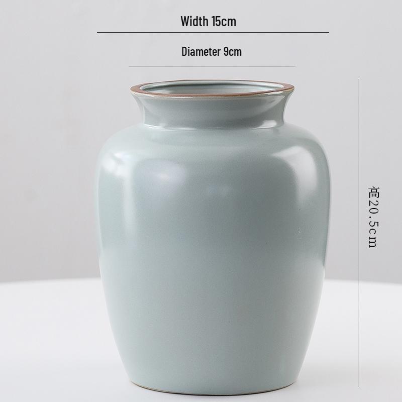 Elegant Celadon Vase: Classical Ru Kiln Ceramic for Hydroponic Flower Arrangements and Living Room Decor