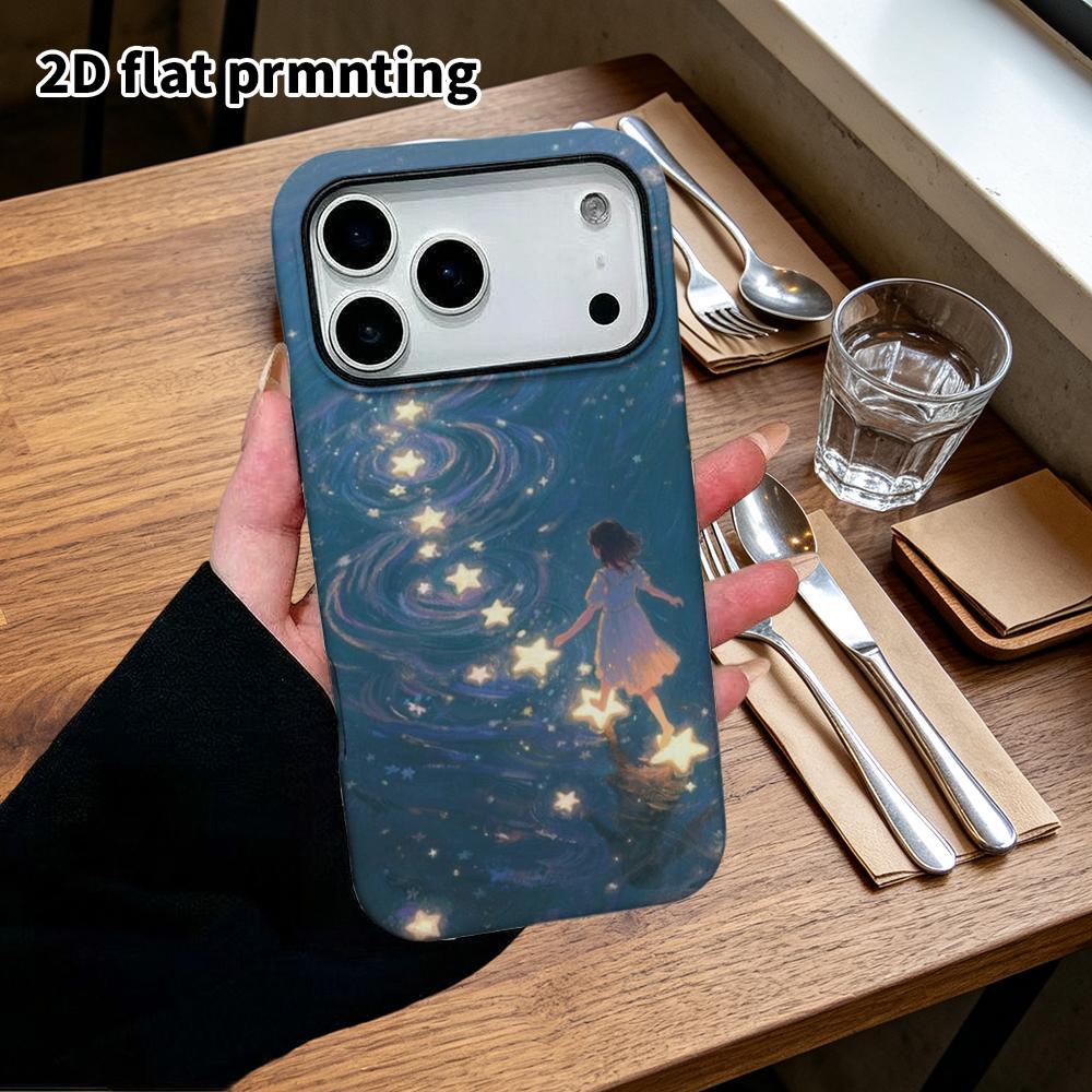 Phone Case: 2D Flat Design Suitable for iPhone 18 17 16 15 14 13 Pro Film Protective Case, Couple Style, Healing Vibe, Christmas and Halloween Gift