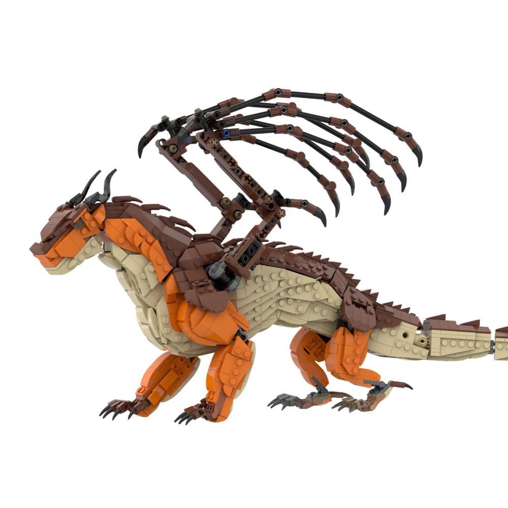 Gobricks MOC MudWing Building Blocks Model Animation Wings of Fire Magic Flying Dragon Bricks Assembly Toys Kids Birthday Gifts