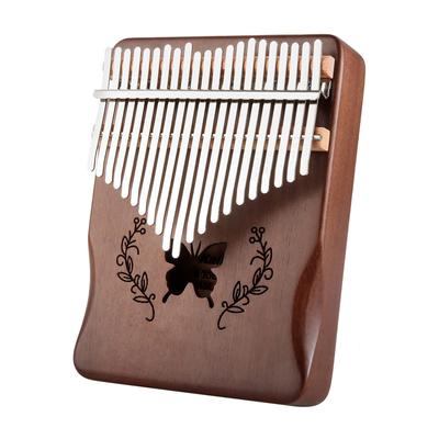 21 Includes Tuning Hammer and Storage Butterfly Design Kalimba, Keys, Mahogany, Portable, Beginner-Friendly, Bag,