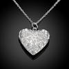 2 Pcs 925 Silver Necklaces Chain For Women Heart /Round Photo Frame Pendant Necklace Men Fashion Jewelry