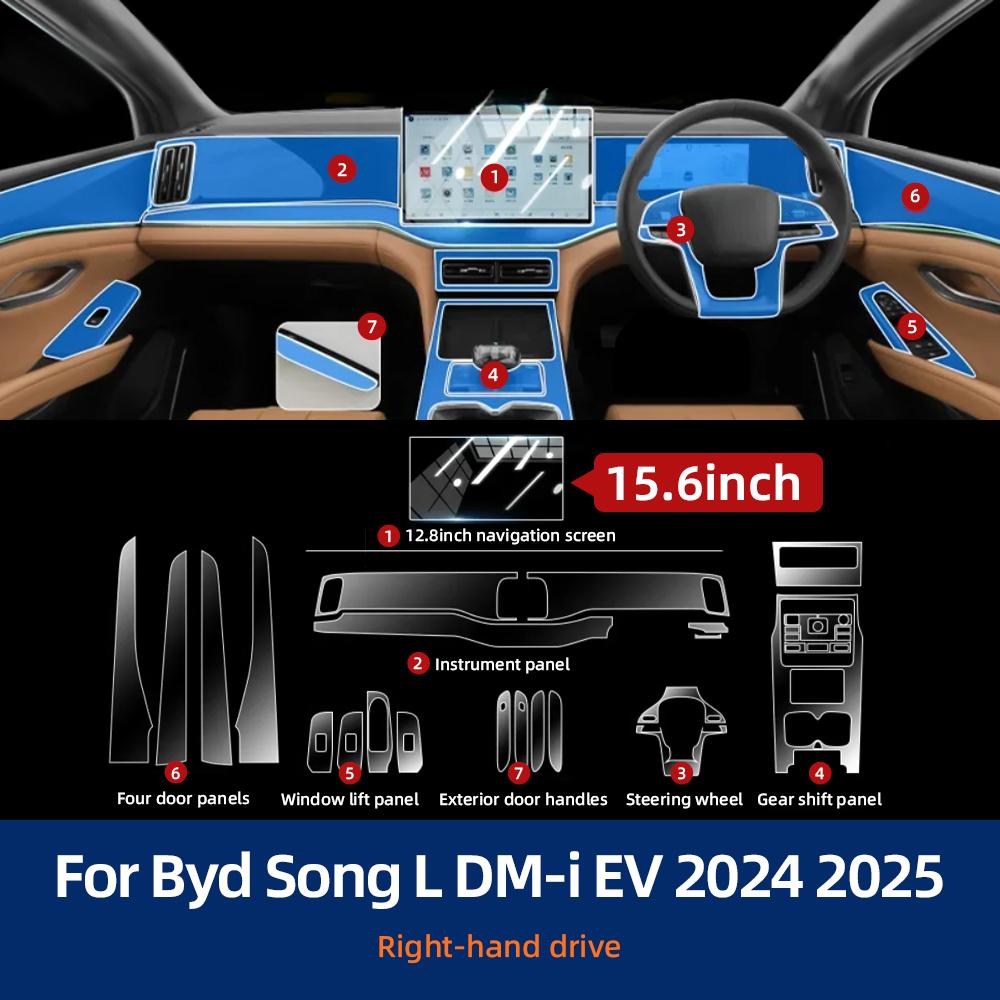 TPU Anti-Scratch Protective Film for BYD Song L DM-i/EV 2024 2025 Interior Sticker