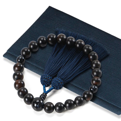 Fukushodo Buddhist Prayer Beads [Ceremony Professional Supervision, Kyoto Traditional Crafts] Men's Prayer Beads for Funerals and Ceremonies, Includes