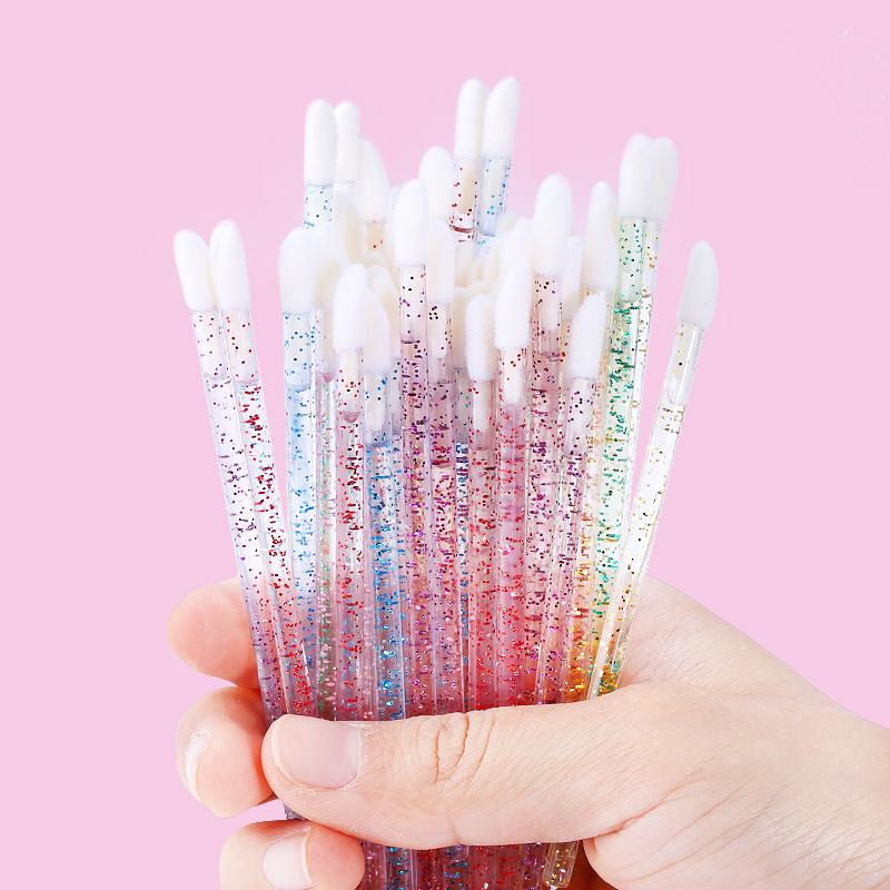 50Pcs Disposable Crystal Eyelash Brush Lashes Micro Lip Brushes Supplies Applicator Cleaner Beauty Eyelash Extension Tools