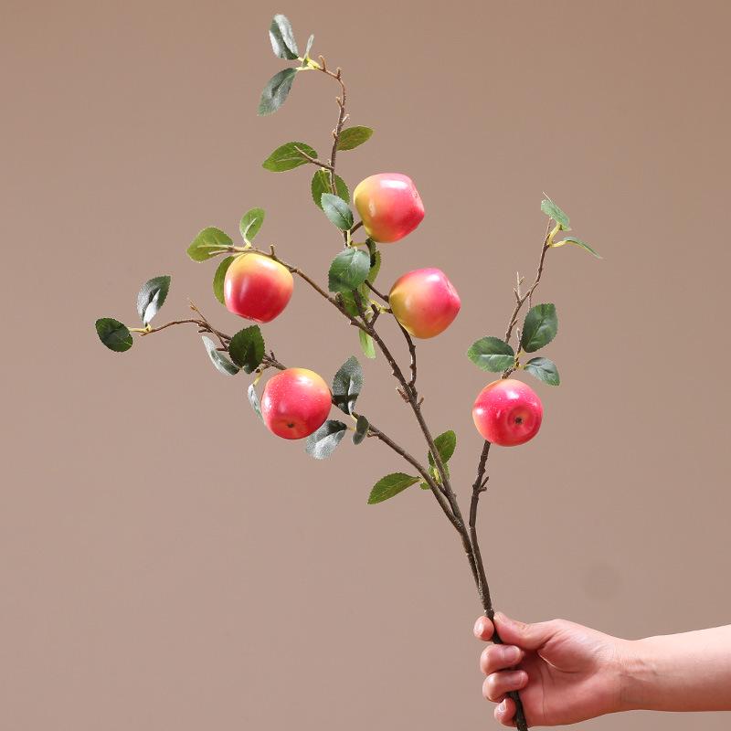 Artificial Pomegranate and Persimmon Fruit Flower Branch for Living Room or Entryway Decor