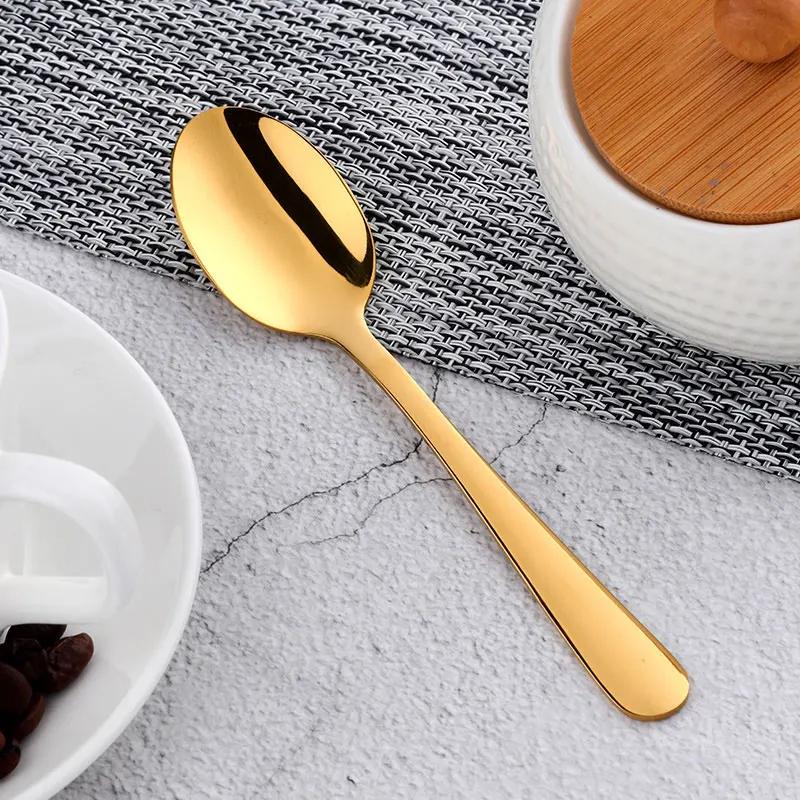 8 Colors Tea Spoons Stainless Steel Coffee Spoon High Quality Dessert Cake Fruit Spoons Gold Small Snack Scoop Dinnerware Tools