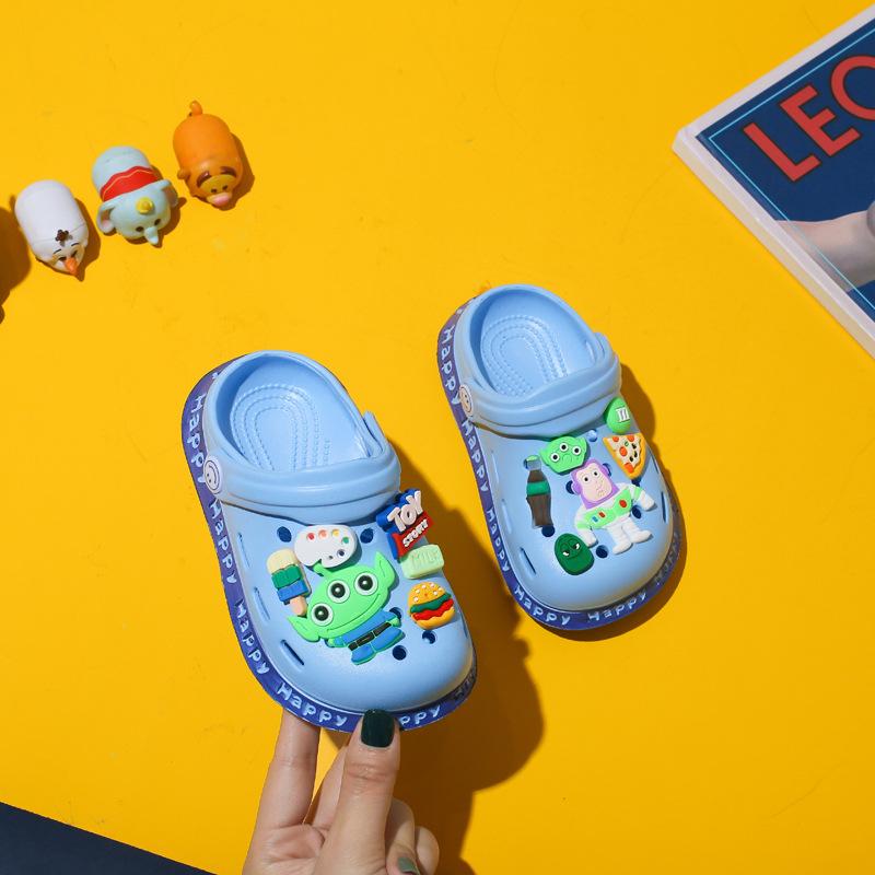 

Детские сандалии, летние пляжные сандалии, обувь с отверстиями из мультфильма Baotou, детские ультралегкие детские сандалии на мягкой подошве 32-33 лазурь