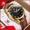 OLEVS 6896 Original Quartz Watch for Man Fashion Simple Leather Strap Calendar Waterproof Luminous Business Men's Watch