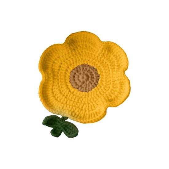 Crochet Flower Coasters Handmade Knitted Heat Resistant Cup Mats Table Placemats жёлтый