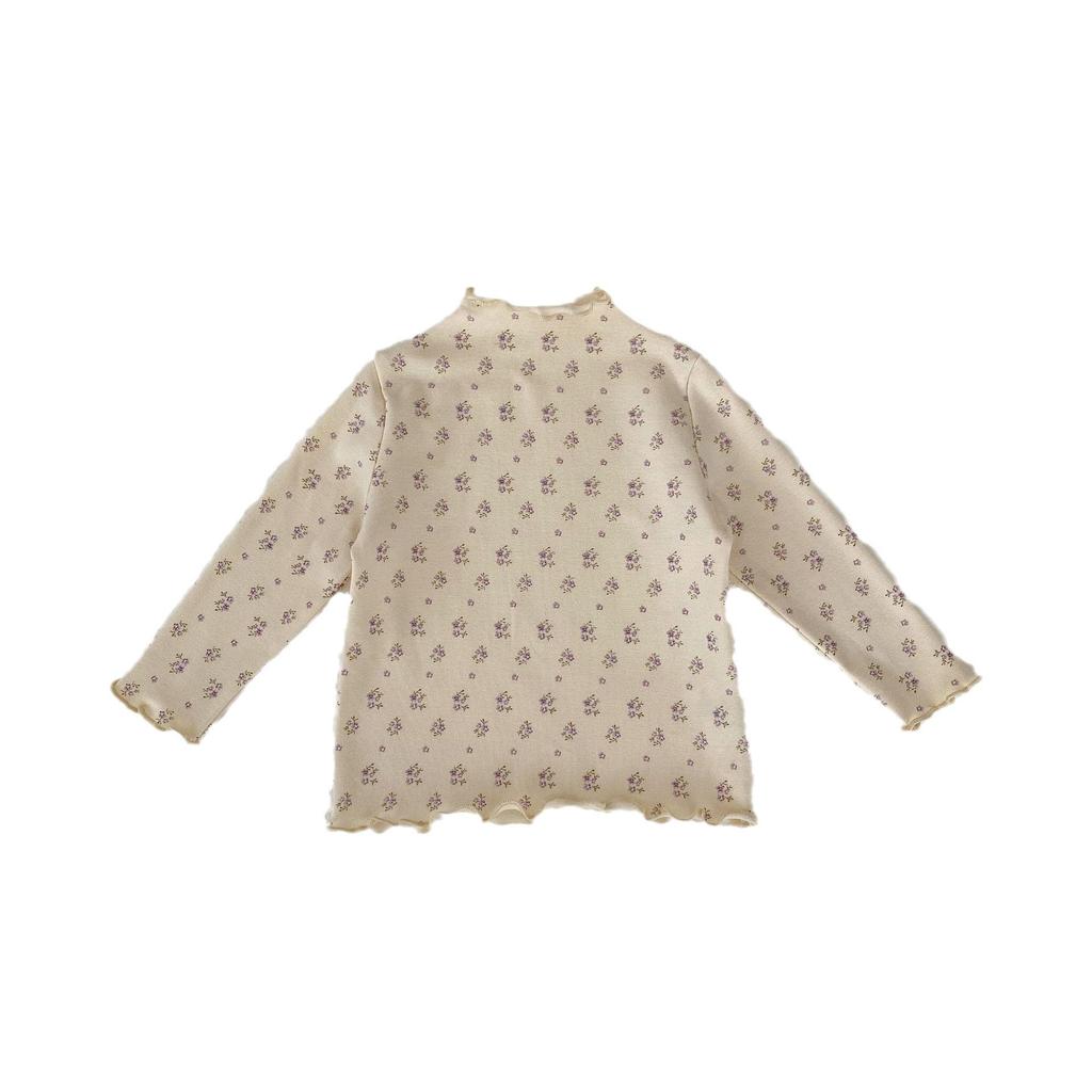 2025 Autumn Baby Girls' Long-Sleeve High Collar Printed Shirt