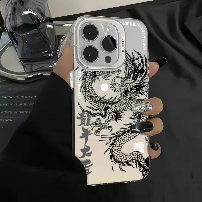 Новый роскошный чехол для телефона с китайским драконом Для Xiaomi Poco X6 F5 X5 M6 Pro 4G Mi 13 12 11 Lite 5G NE 14 13T 12T Pro Ударопрочный чехол Poco X6 5G gray