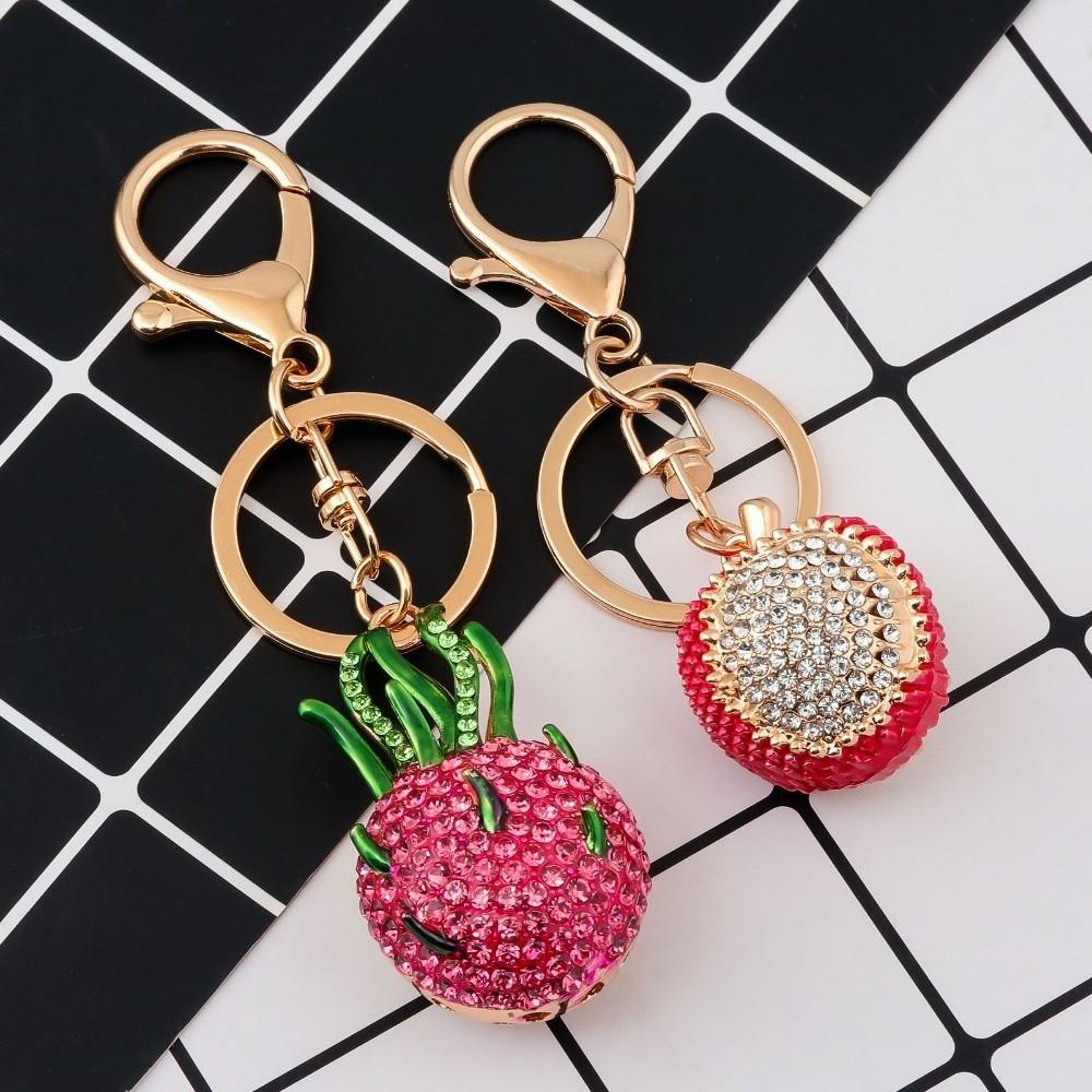 Cartoon Fruit Bag Pendant Keychain Heart Shape Bag Charms Simulation Fruit Keychain  Bag Decoration