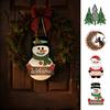 Christmas Tree Wall Decoration 2D Wooden Welcome Hanging Sign, Cartoon Santa Snowman Xmas Party Decor Door Hanger with Rope, Porch Front Holiday