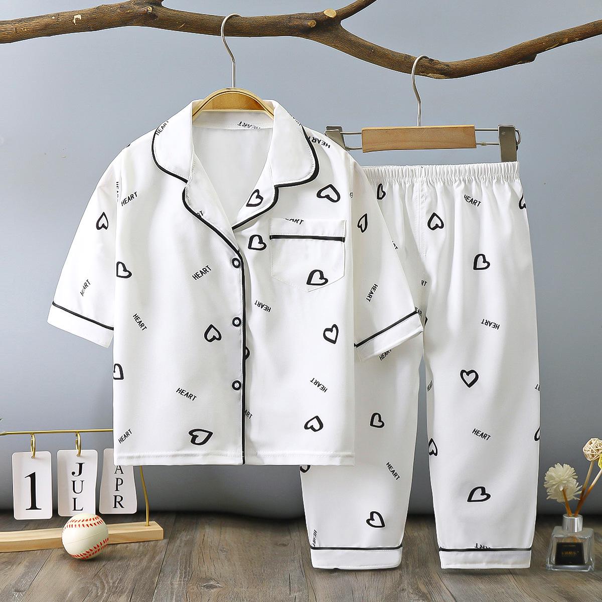 

Детская летняя пижама: Тонкий комплект из 2 предметов с рукавами 3/4 и брюками 160