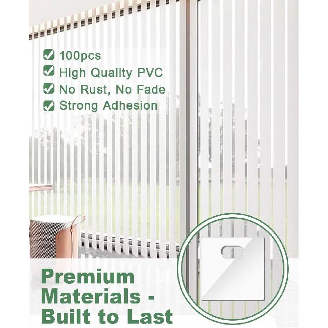 100Pcs Vertical Blinds Replacement Slats Repair Kit – Transparent PVC Tabs with Strong Adhesive – No Tools Needed, Easy Fix for Home, Office,