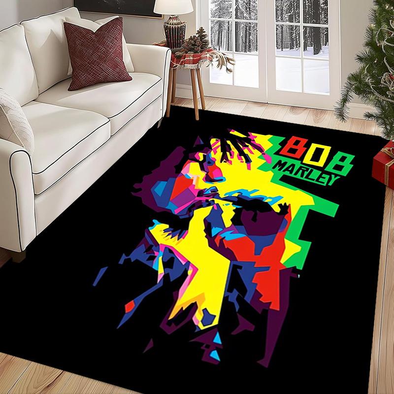 Vibrant Bob Marley Art Print carpet Suitable for all seasons Living room and bedroom mats Room Dormitory decoration Bathroom mat