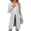 Women's Fall Winter Long Knit Cardigan Coat, Oversized Open Front Solid Color Sweater with Pockets, Cozy Long Sleeve Casual Outerwear