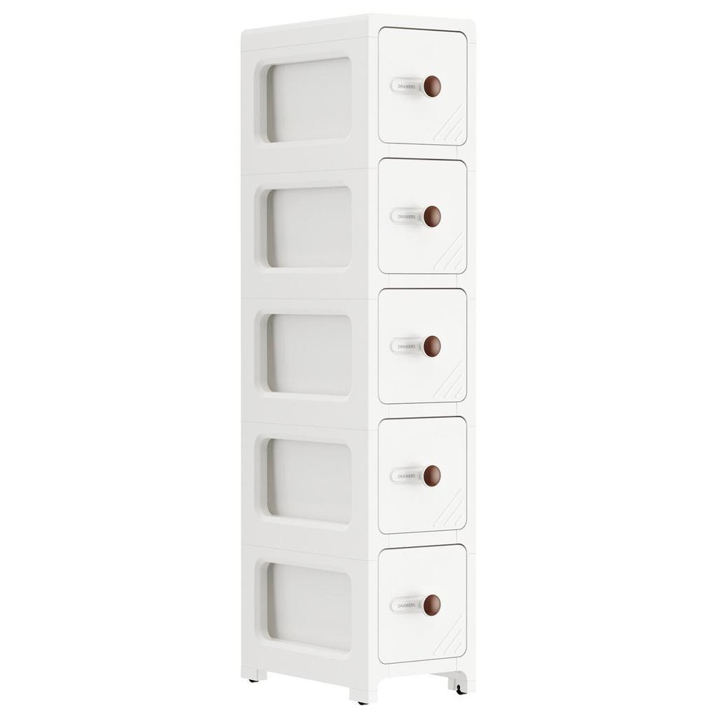 17CM Narrow Bathroom Storage Cabinet: Multi-Layer Drawer-Type Plastic Shelf