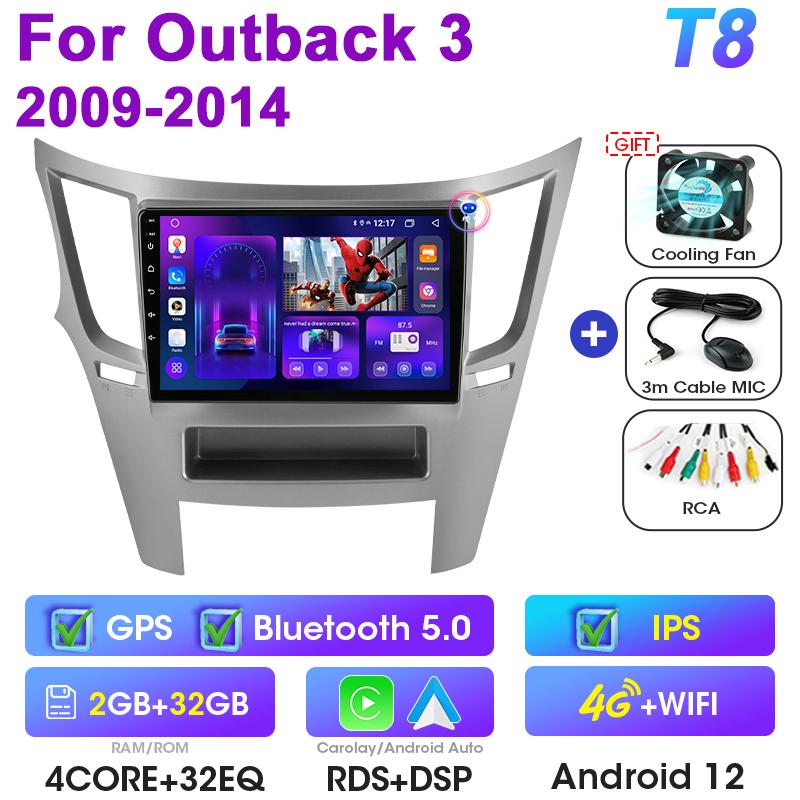 2 Din Android 12 Car Radio For Subaru Outback 3 Legacy 4 2009-2014 Multimedia Video Player Navigation GPS 4G Carplay Auto Stereo
