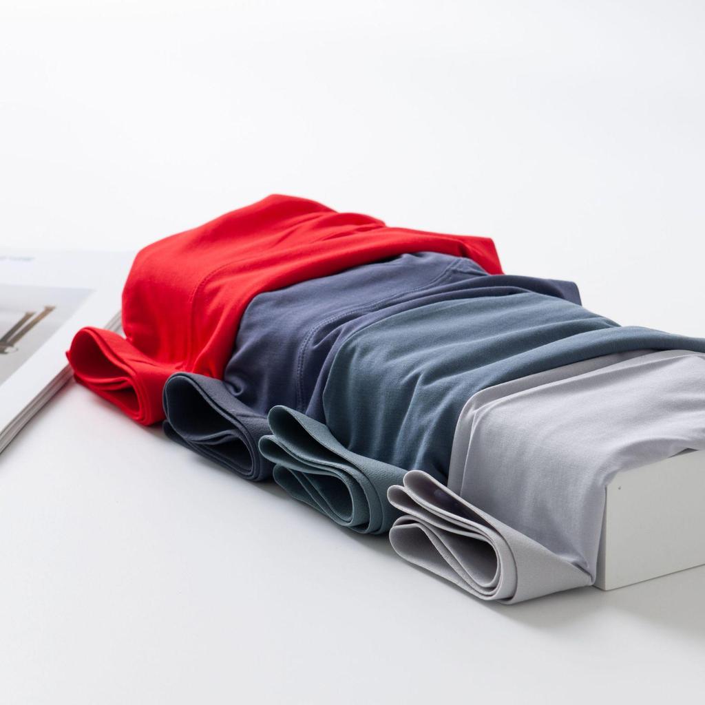 Herren Nahtlose Boxer Briefs: Maulbeerseide & Modal, Mittelhohe Taille, Unifarben