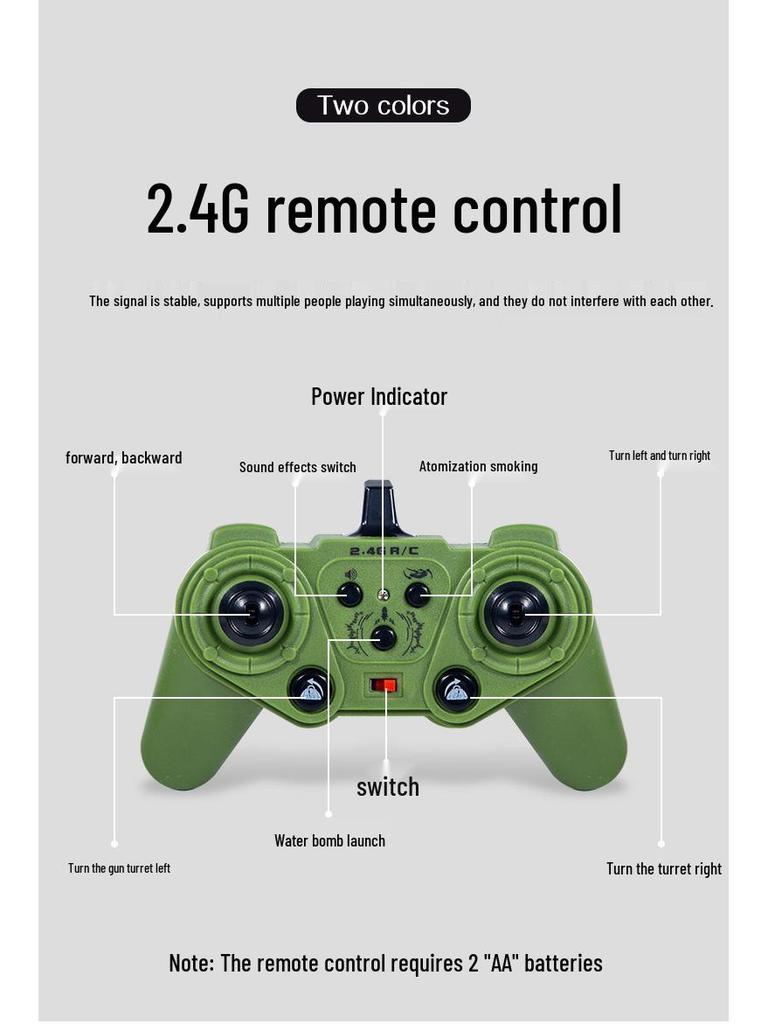 Remote Control Tank with Projectile Firing & Smoke Effect for Kids