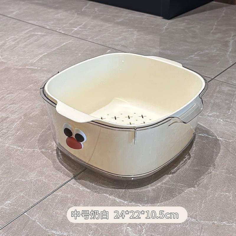 

Двухслойная цветная корзина для слива Милая фруктовая корзина Для дома чистка Фильтрация Утолщенная фруктовница Корзина для мытья овощей белый