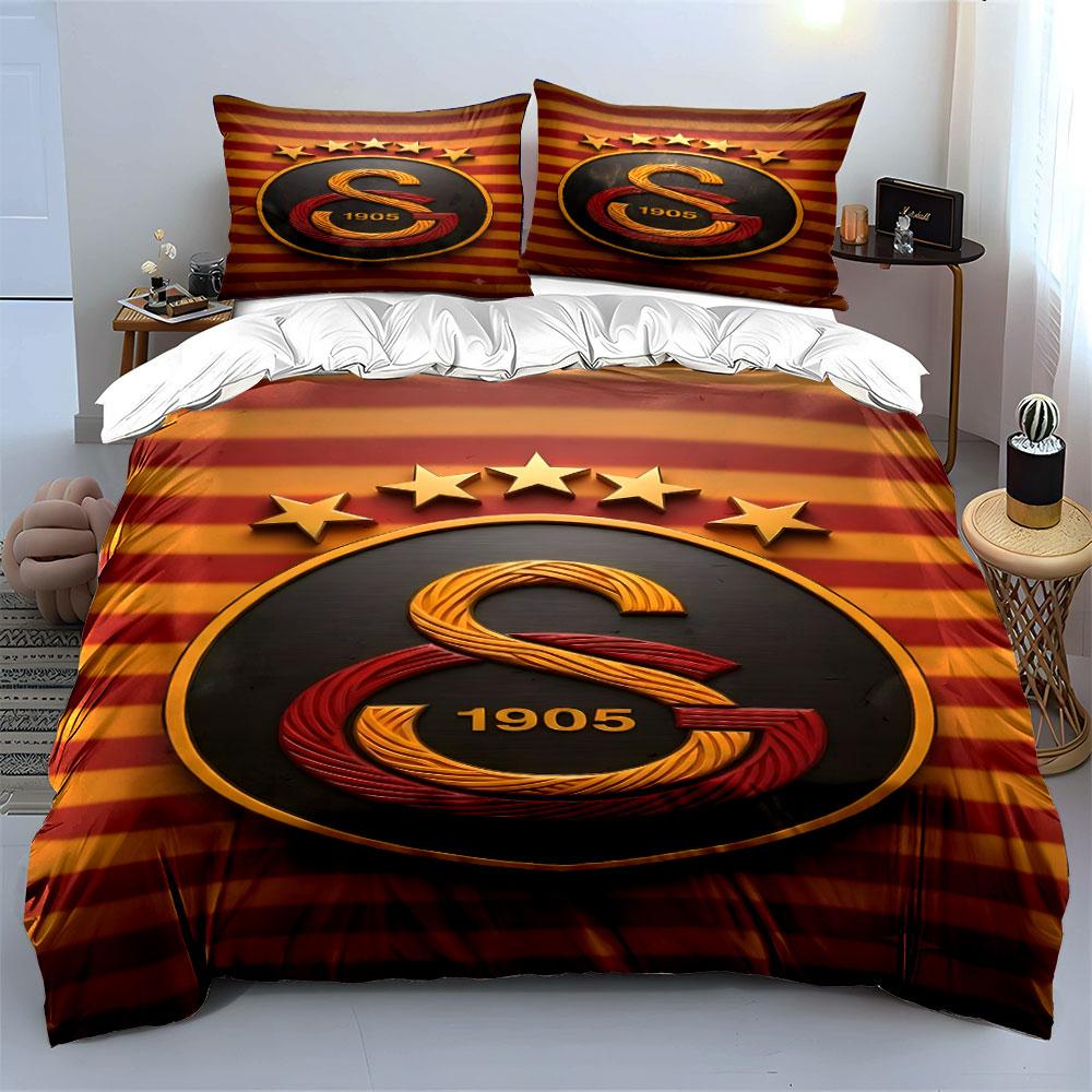 "Striped Emblem Design with Stars" Print Bedding Set Duvet Cover Pillowcases (1* Duvet Cover 2* Pillowcases Do Not Include Comforter)