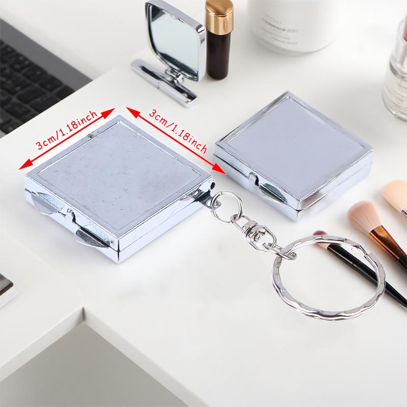 Yuvarlak Kalp Oval Kare Şekli Çift Taraflı Kozmetik Ayna Metal Katlanır Anahtarlık Makyaj Mini Ayna