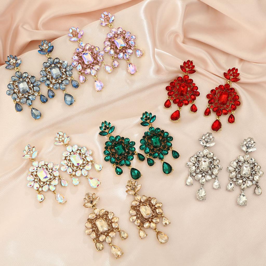 Fashion Lady Geometric Crystal Earrings With Irregular Design For Elegant Occasions