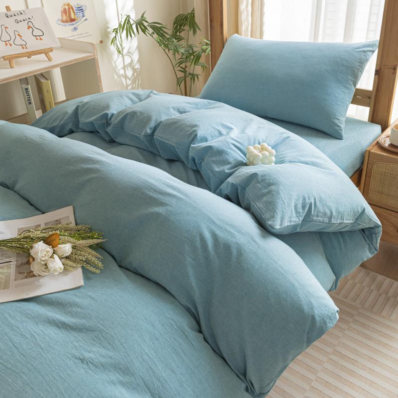 Cotton Washed Cotton Single Quilt Cover Student Dormitory Pure Cotton Bedding Four-piece Set Sheet Quilt Cover Simple Three-piece Set