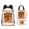 Beliebte Neuheit Harajuku Cool Neu tungtungtung 3D-Druck 3 Stück/Set Schüler Rucksäcke Laptop Tagesrucksack Rucksack Brottasche Federmäppchen