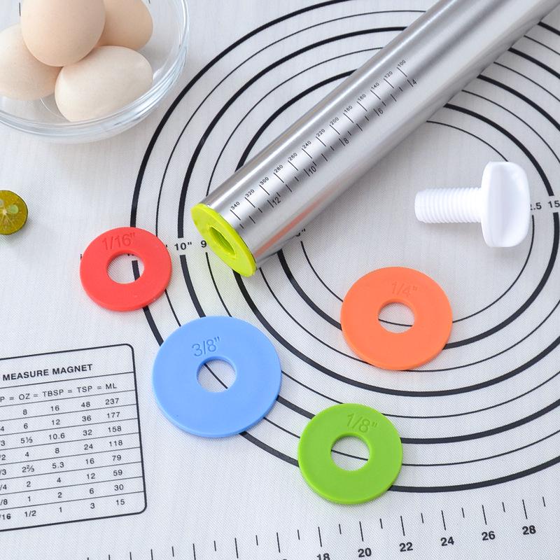 17" Adjustable Stainless Steel Rolling Pin with Thickness Scale